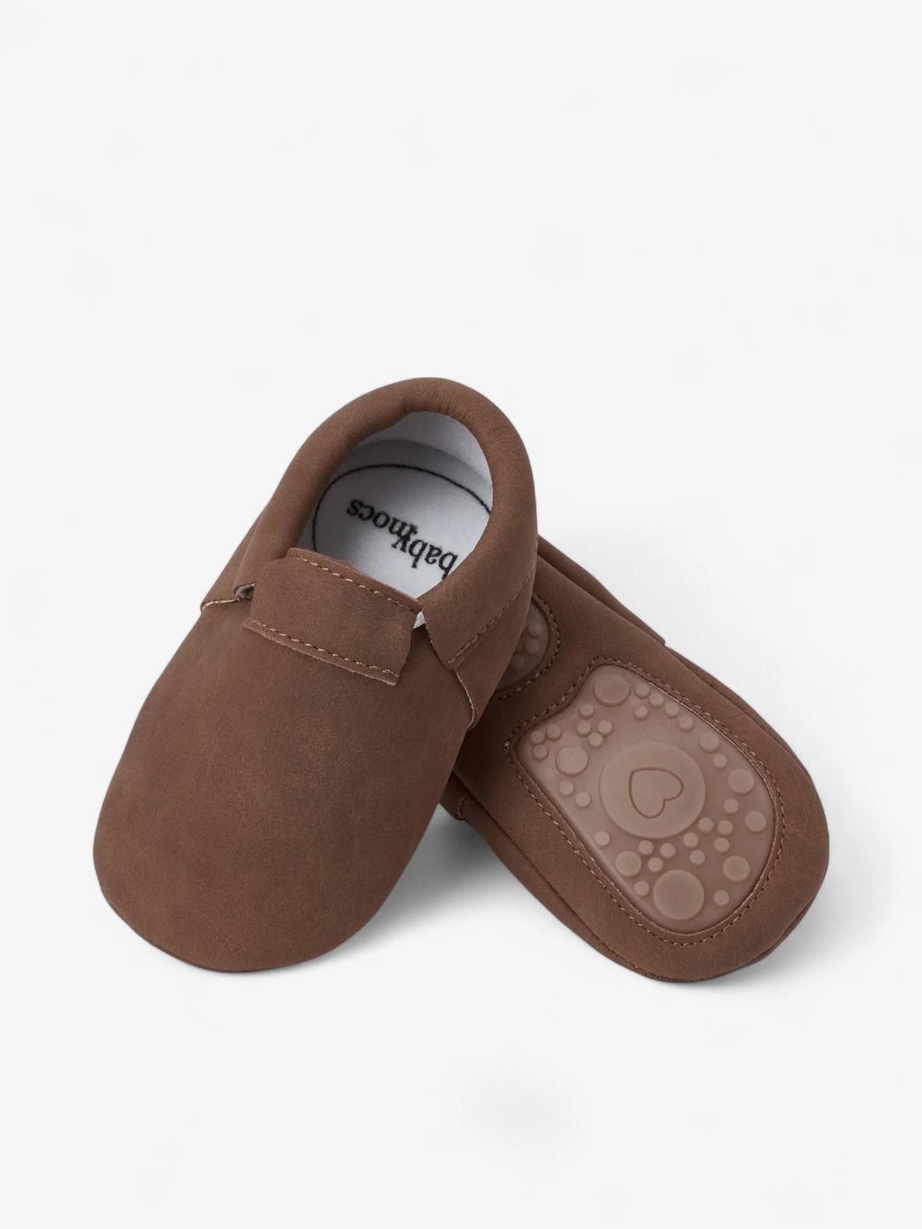 Chaussons Casual Enfant En Cuir Vegan Brun (Babymocs) - Image 2