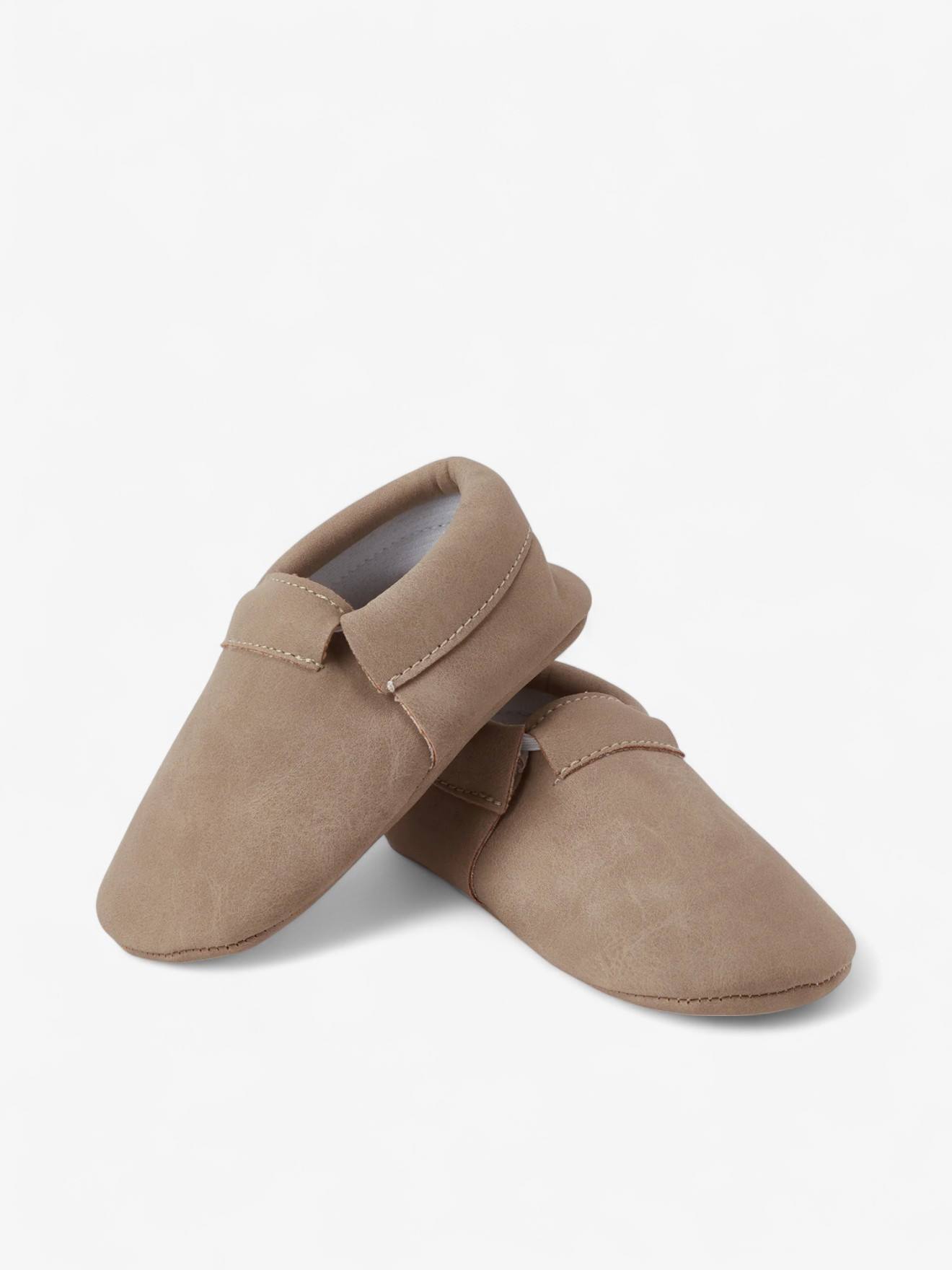 Chaussons Casual Bébé En Cuir Vegan Greige (Babymocs) - Image 1