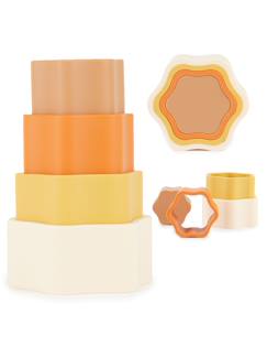 Jouet-Premier âge-Premières manipulations-Pyramide à empiler en silicone fleur