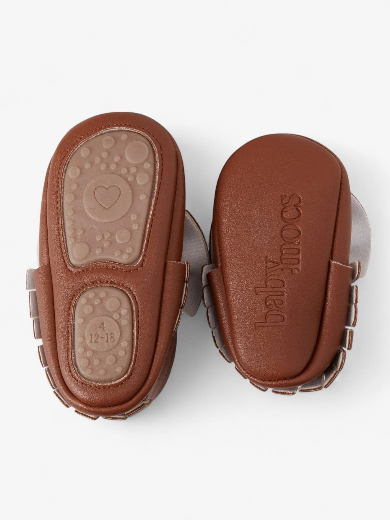 Chaussons Bow Bébé En Cuir Vegan Brun (Babymocs) - Image 2