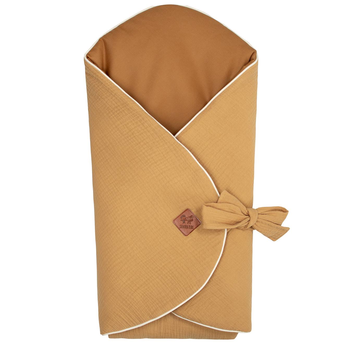 Couverture D'emmaillotage Évolutive En Gaze De Coton Jeanne Camel