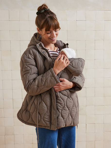 Vertbaudet - Veste manteau matelassée évolutive grossesse et post-grossesse taupe
