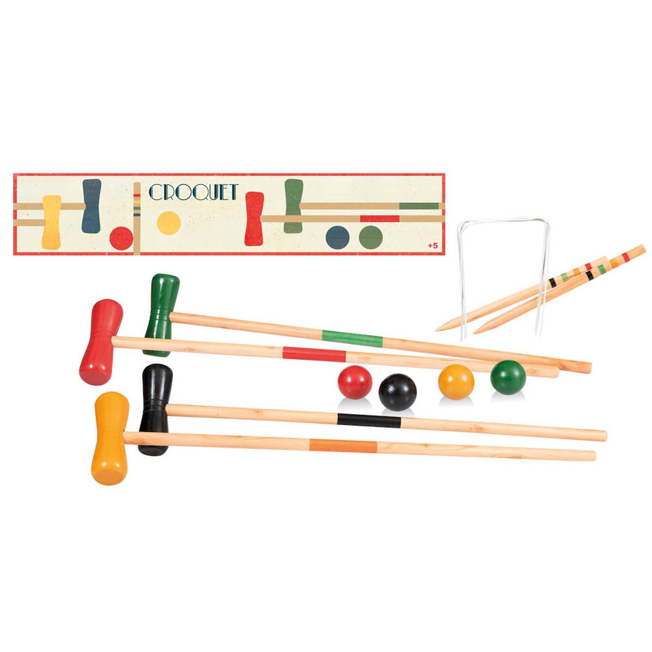 Jeu De Croquet En Bois Beige