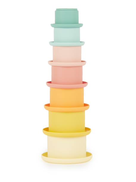 Bieco - Tour À Empiler Silicone - Gobelets Empilables Tropical Vibes