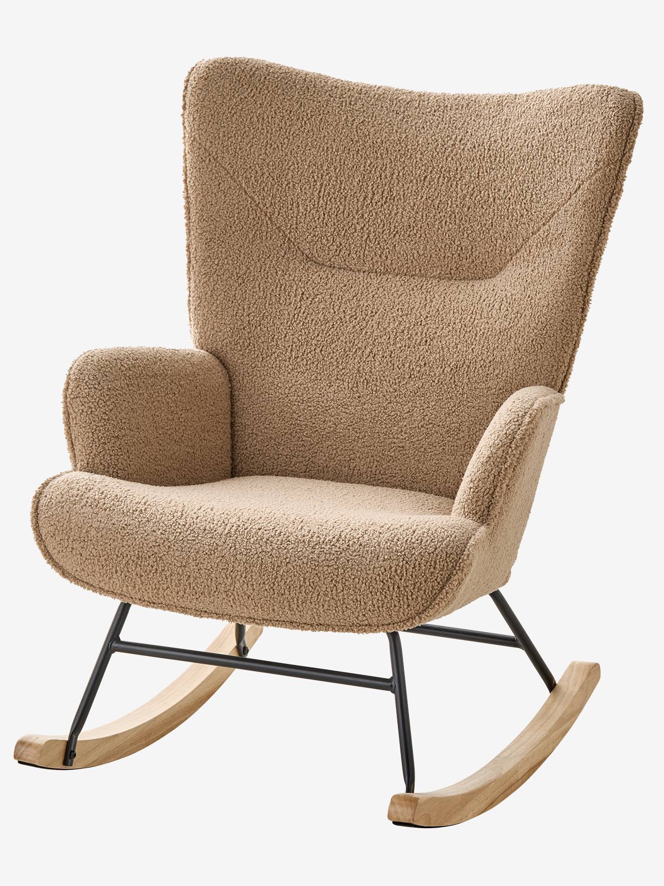 Fauteuil d'allaitement à bascule en tissu bouclette moka (Vertbaudet) - Image 1