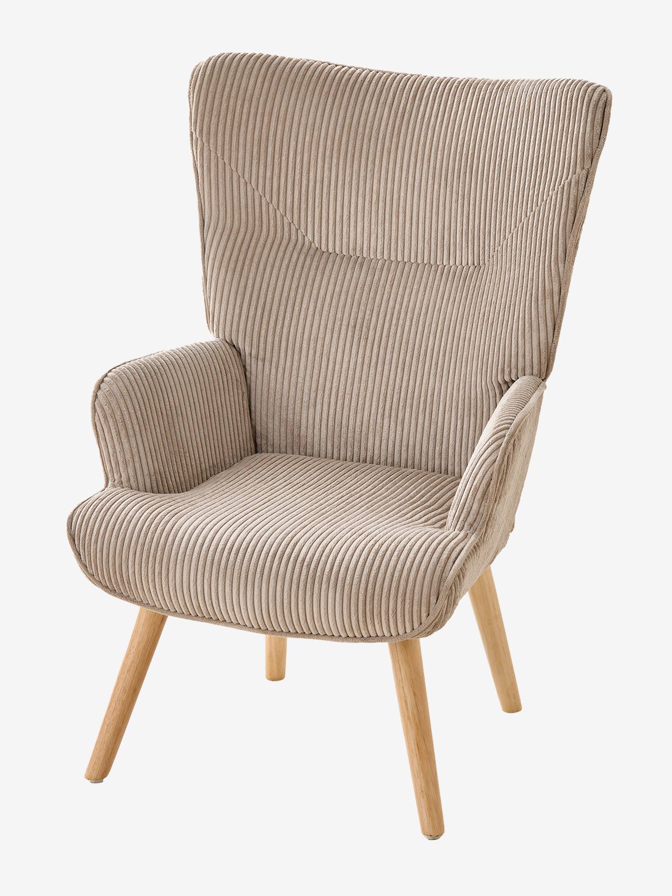 Fauteuil d'allaitement fixe en velours côtelé moka (Vertbaudet) - Image 1