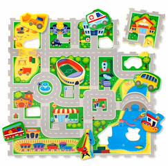Linge de maison et décoration-Tapis de jeu  circuit en mousse à assembler city
