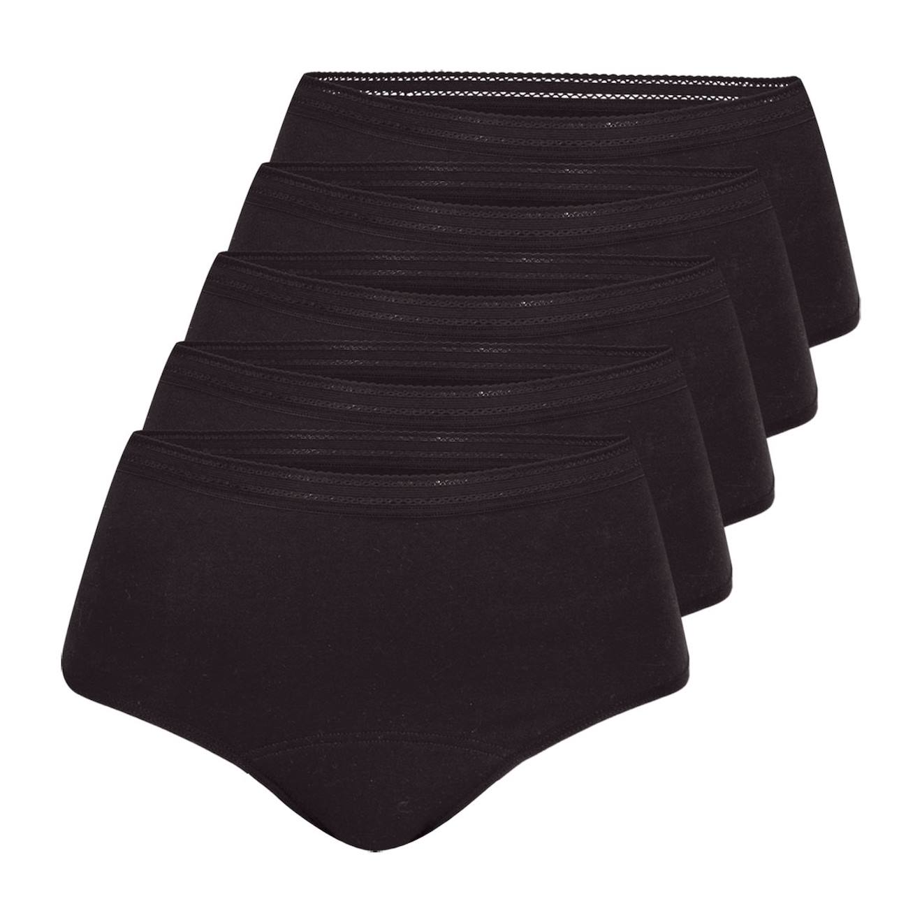 Lot De 5 Culottes Menstruelles Taille Haute Femme Noir