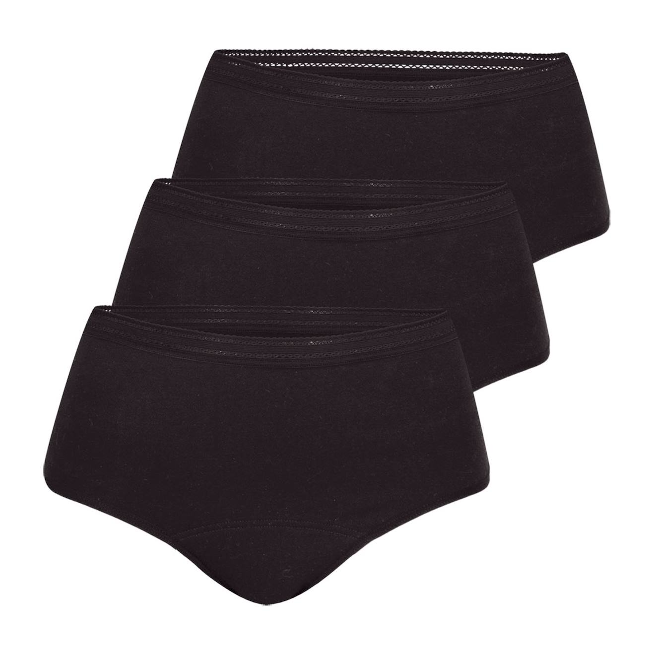 Lot de 3 culottes menstruelles taille haute femme athena noir