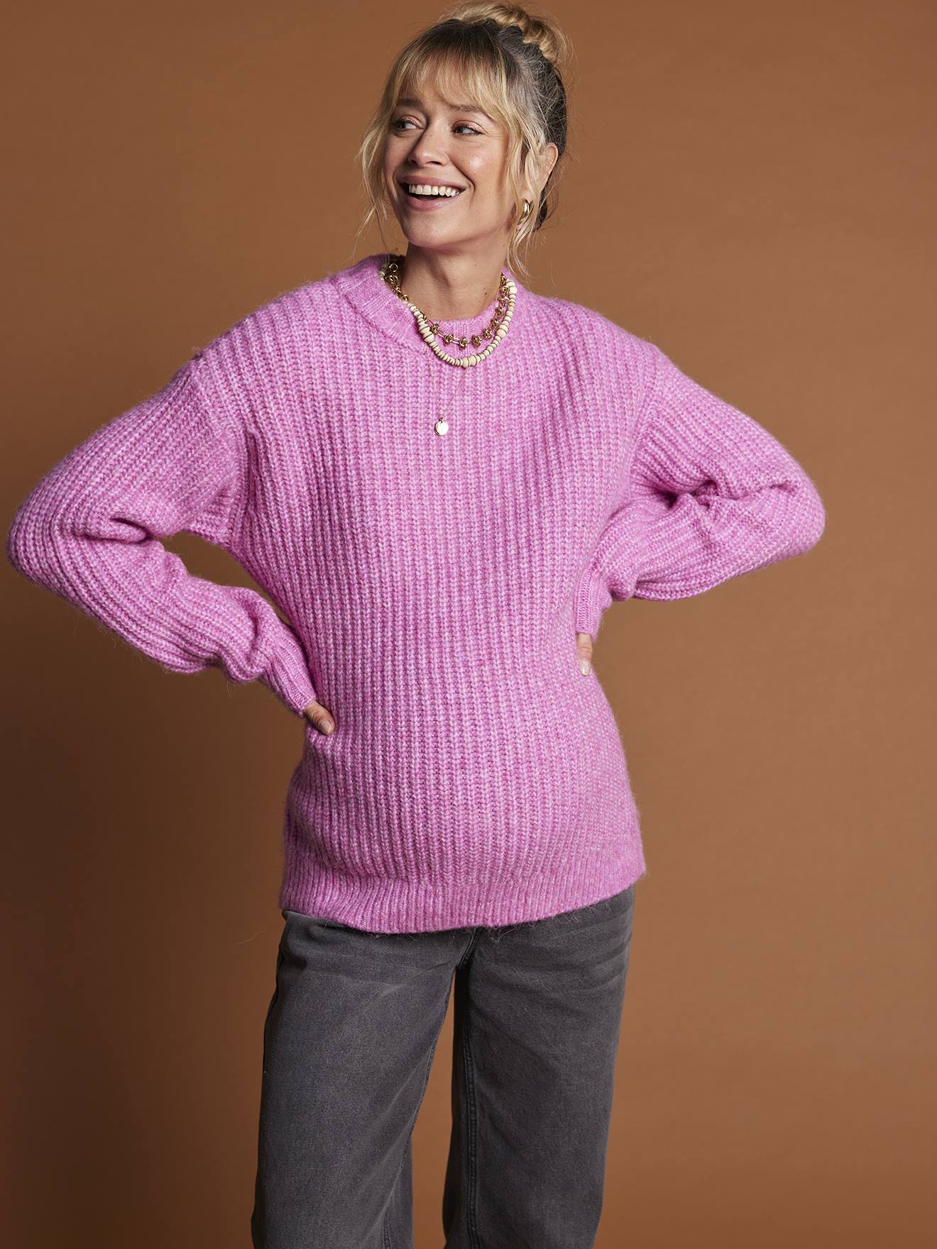 Pull de grossesse en ctes perles rose peps 27 €