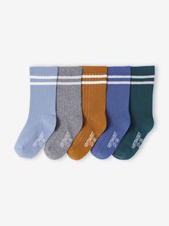 -Lot de 5 paires de chaussettes côtelées rayées garçon