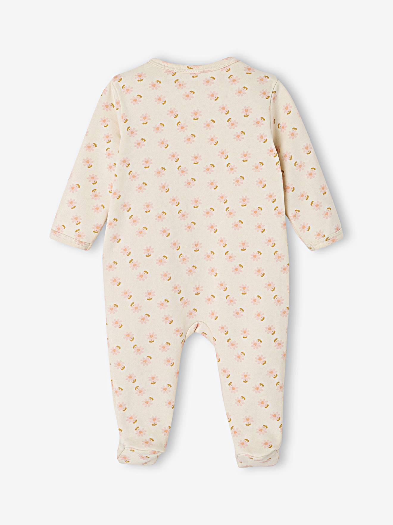 Pyjama bébé fille naissance en molleton écru (Vertbaudet) - Image 1