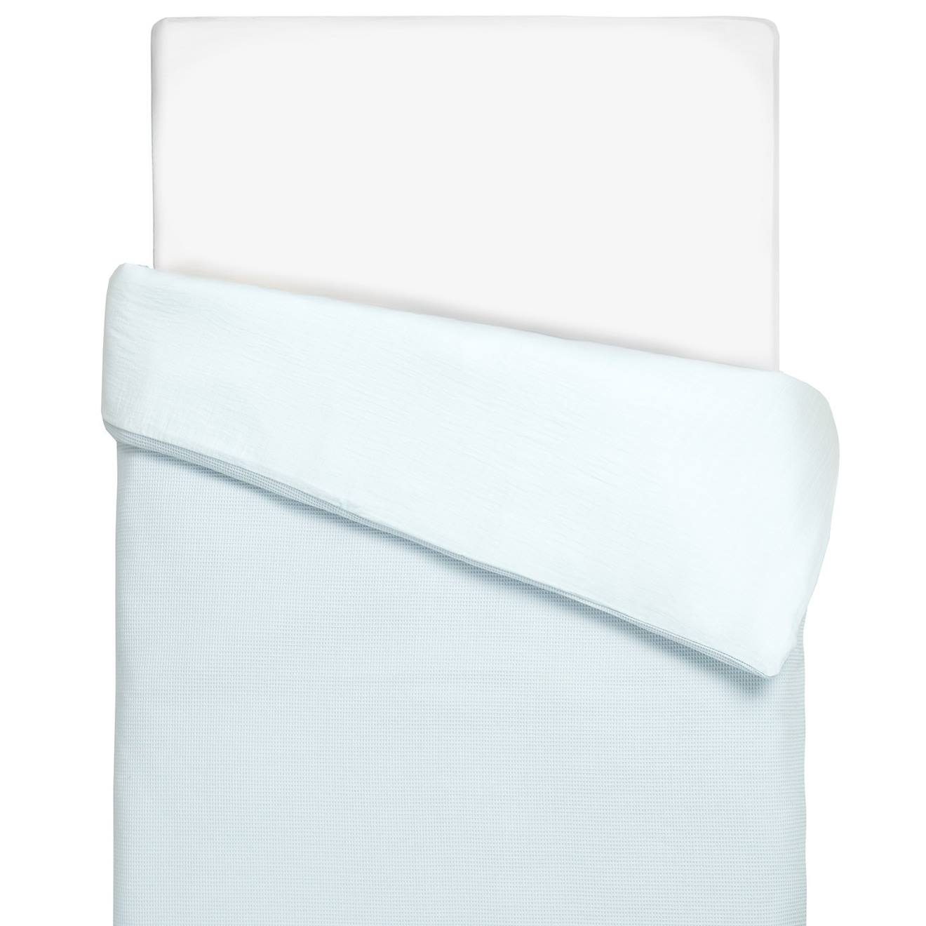 Housse De Couette Réversible Gaze De Coton & Nid D'abeille Bleu