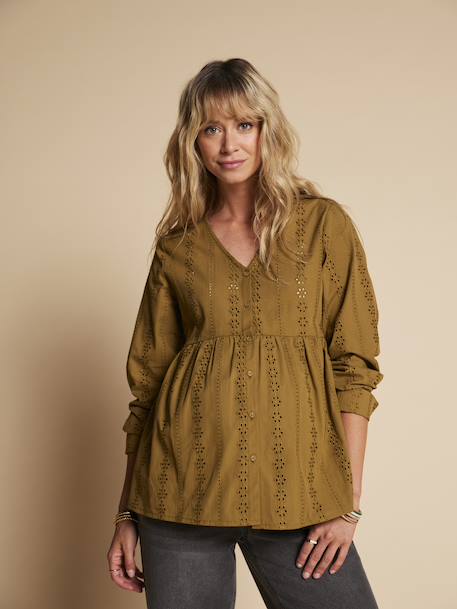Blouse grossesse et allaitement en broderie anglaise noir+olive 9 - vertbaudet enfant 