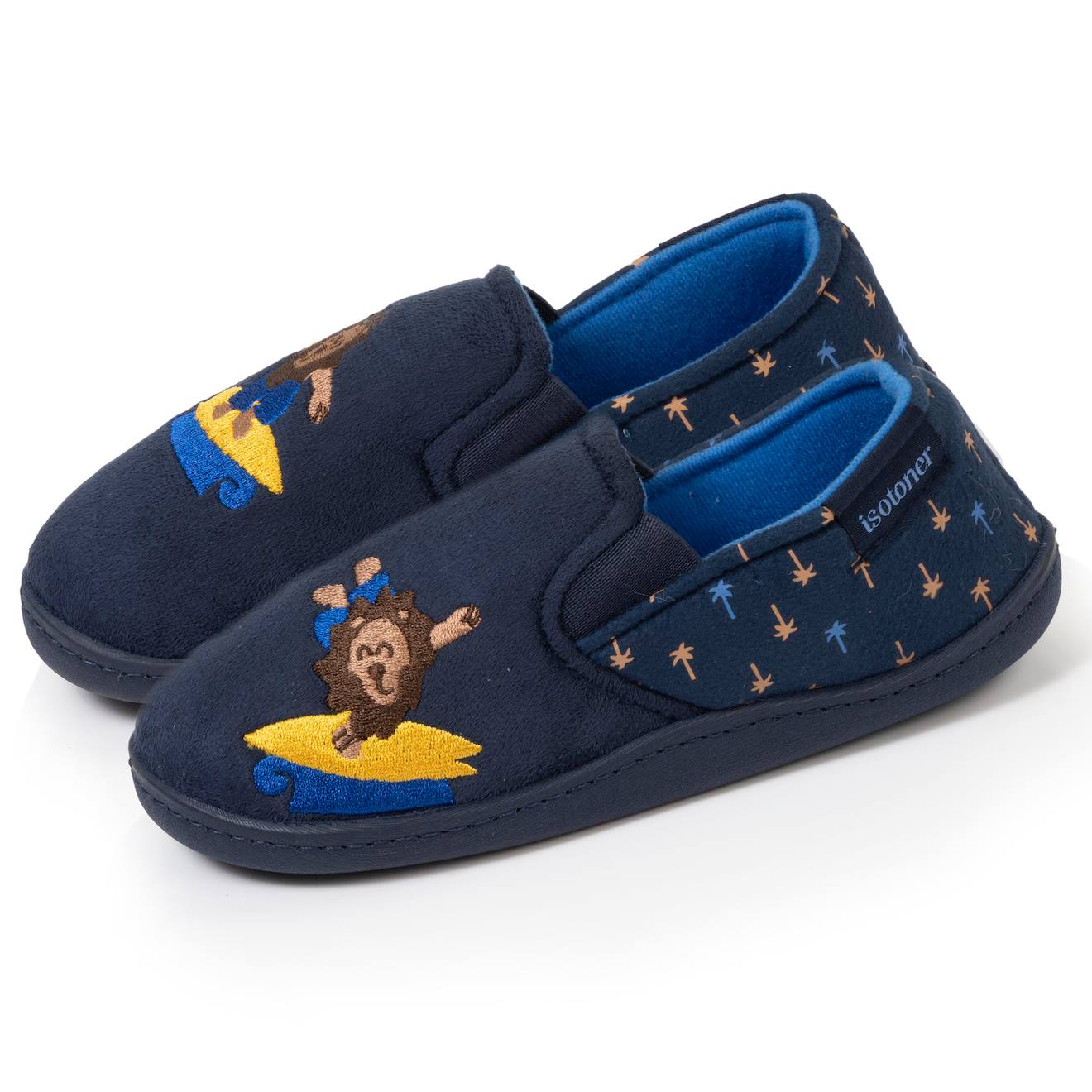 Chausson Enfant Kiabi Chaussons Mocassins Isotoner Garçon - Semelle Antidérapante | Suédine Grise | Broderie Indienne Chaussons Isotoner Garçon