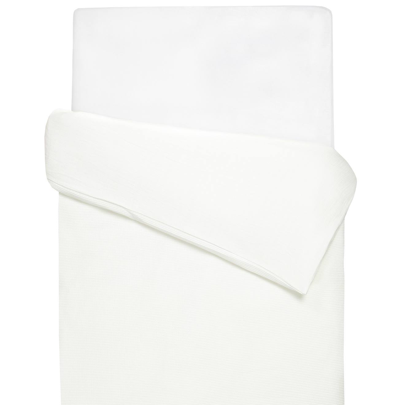 Housse De Couette Réversible Gaze De Coton & Nid D'abeille Écru