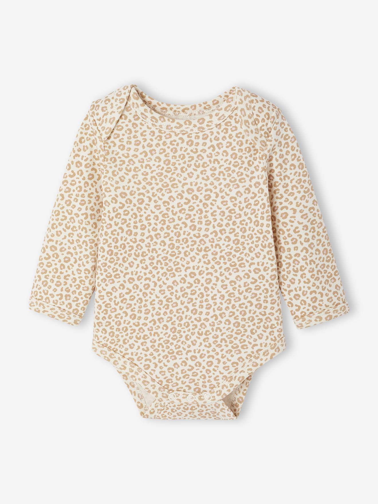 Lot de 5 bodies bébé fille ouverture américaine manches longues écru (Vertbaudet) - Image 1