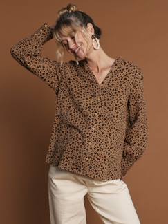Vêtements de grossesse-Allaitement-Blouse léopard en gaze de coton grossesse et allaitement