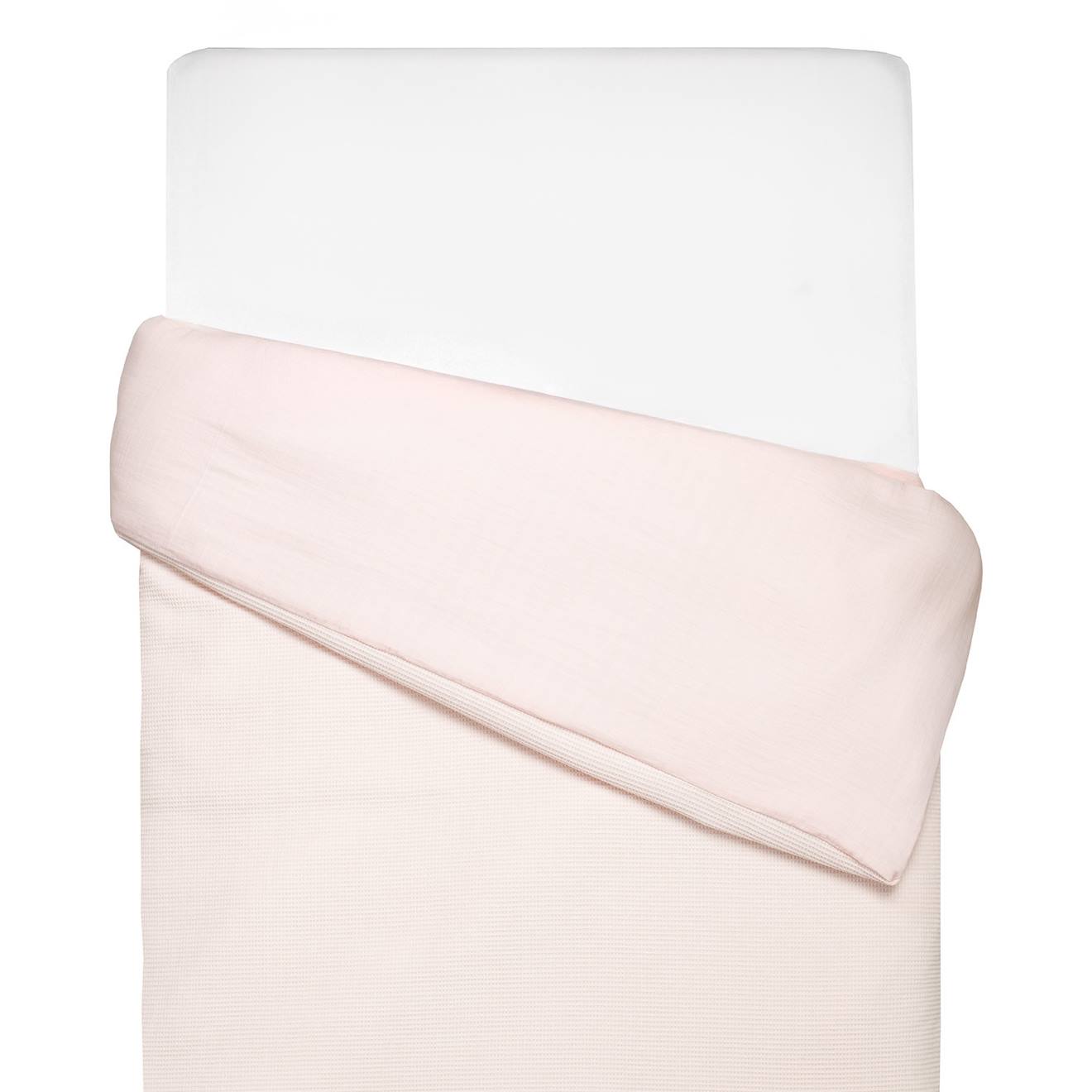 Housse De Couette Réversible Gaze De Coton & Nid D'abeille Rose