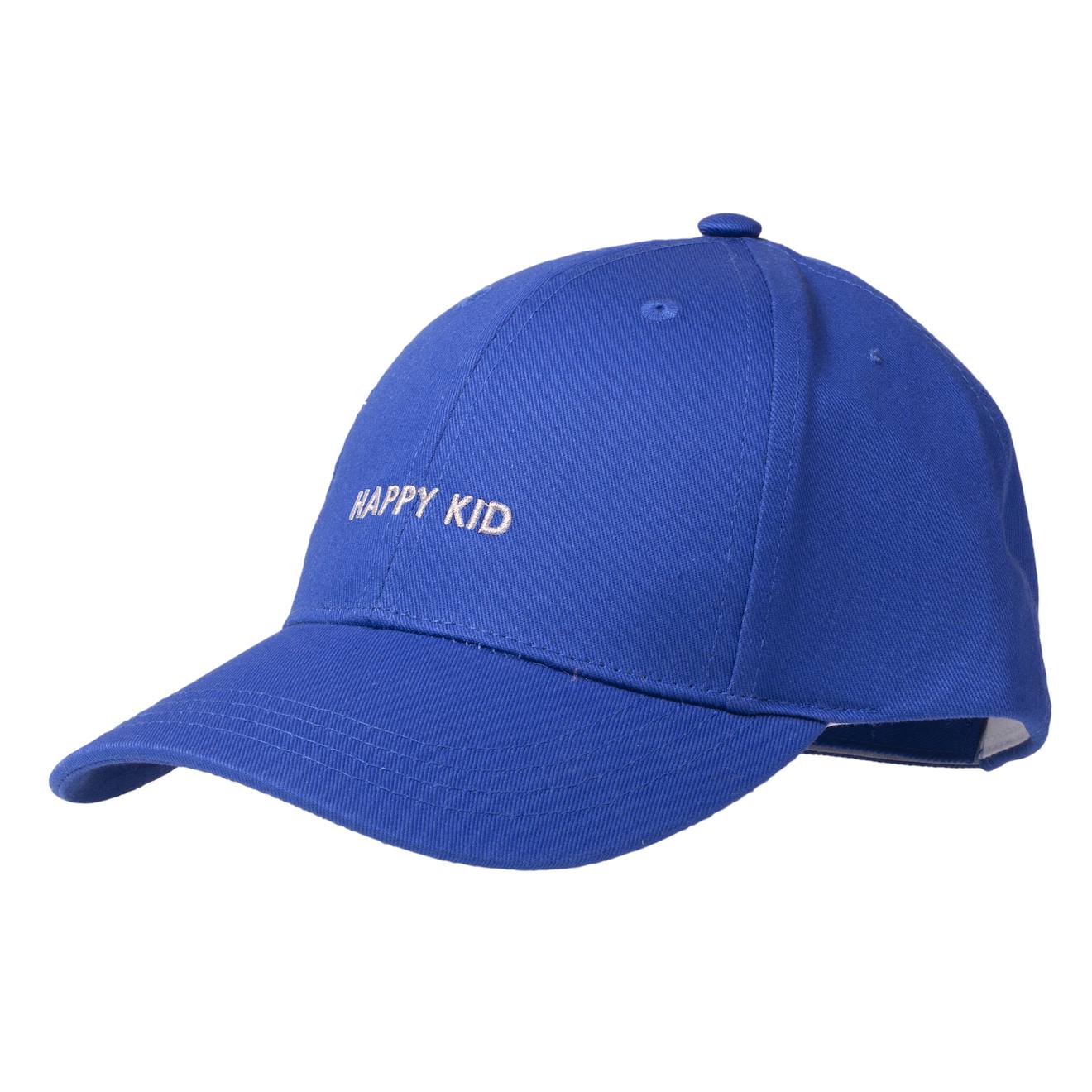 Casquettes 100% Coton, Ajustable, Message Brodé Happy Kid Bleu