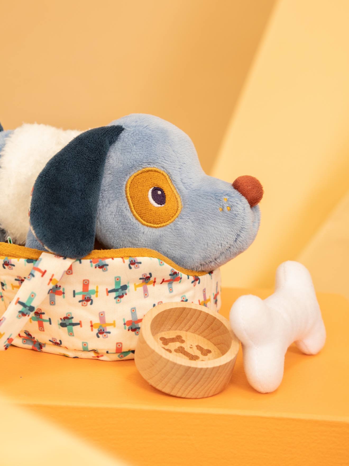 Peluche animal et son panier S jules