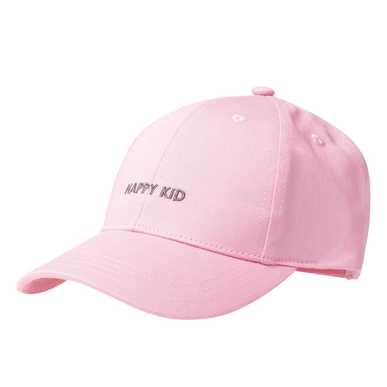 Casquettes 100% Coton, Ajustable, Message Brodé Happy Kid Rose Pâle