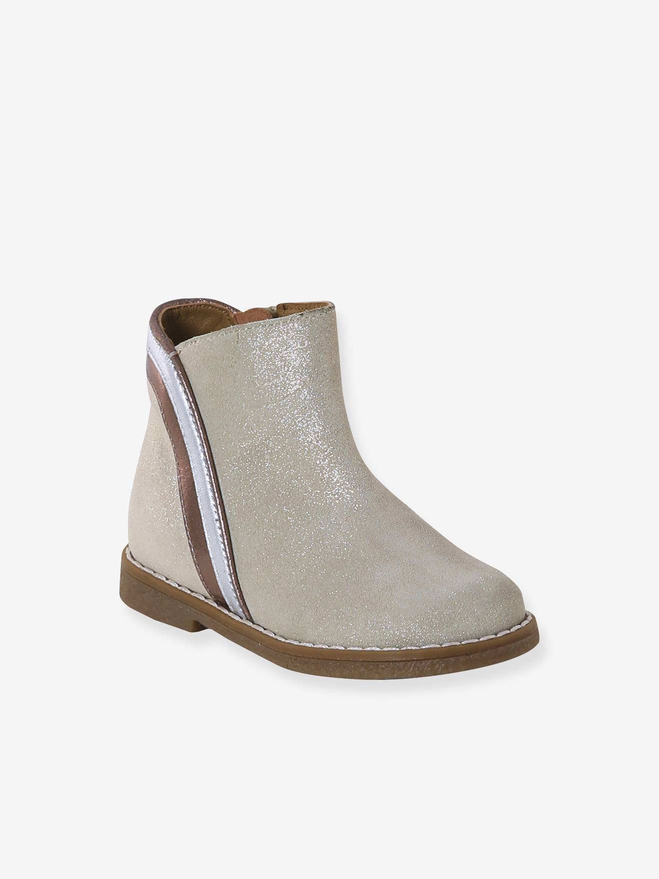 Boots bb fille cuir zippes or 29 €