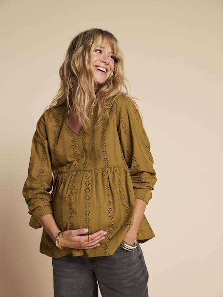 Blouse grossesse et allaitement en broderie anglaise noir+olive 7 - vertbaudet enfant 