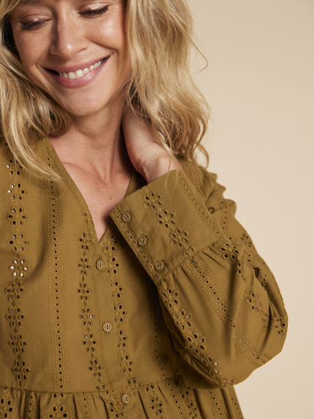 Blouse grossesse et allaitement en broderie anglaise noir+olive 12 - vertbaudet enfant 