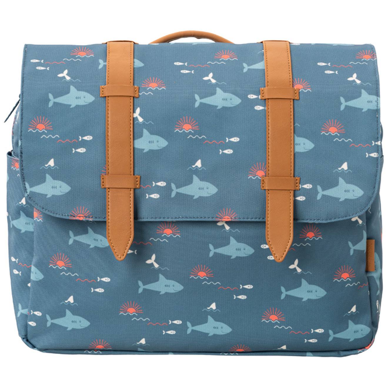 Cartable Maternelle Format A4 Requin Bleu, Orange, Blanc