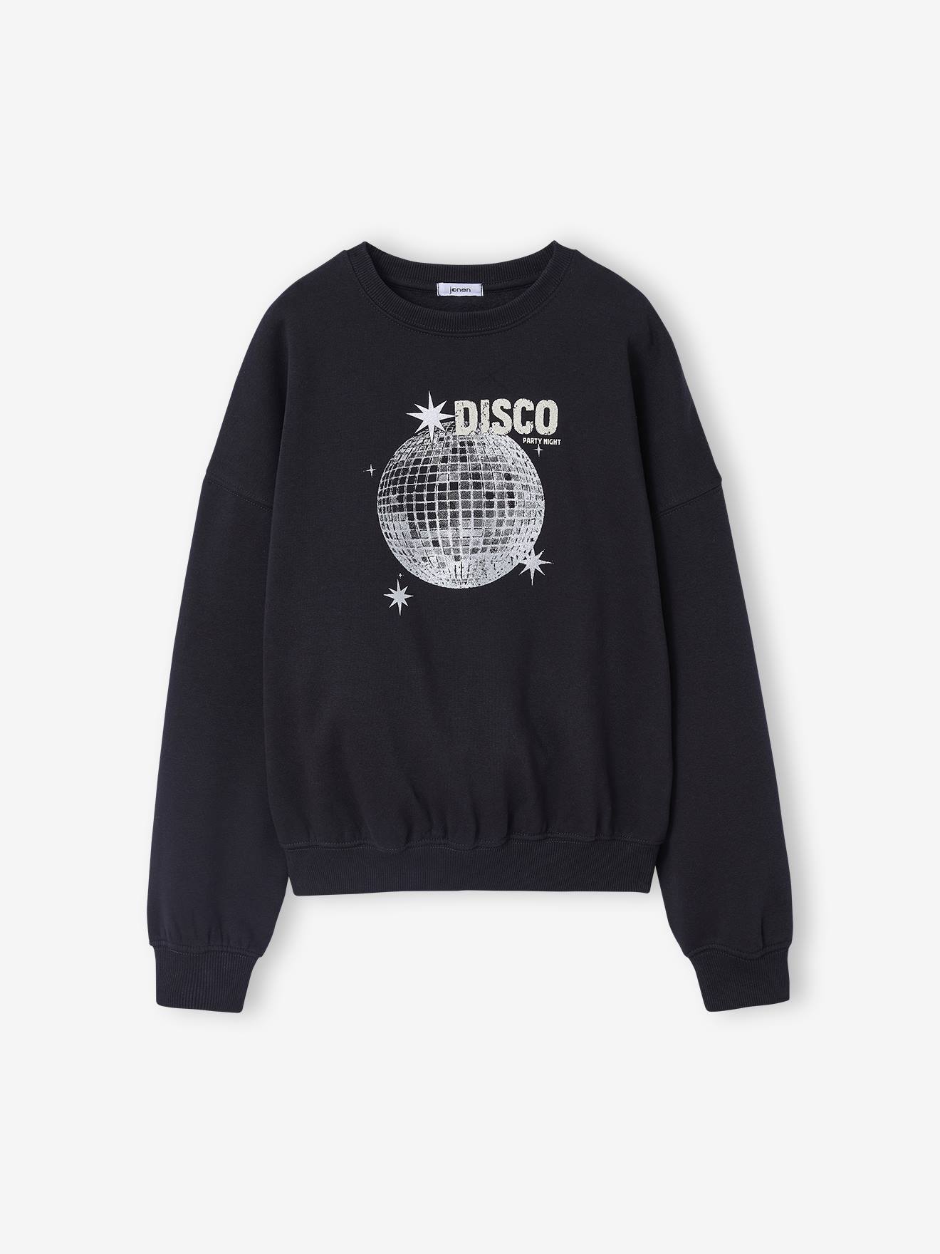 Sweat fille motif DISCO anthracite