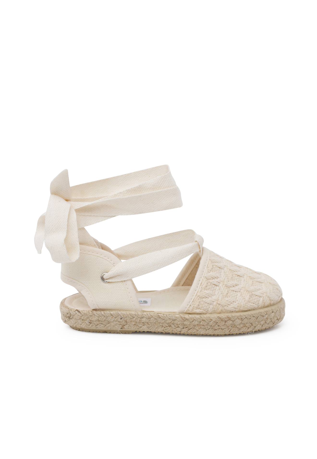 Espadrilles Effet Tressage Rubans Écru