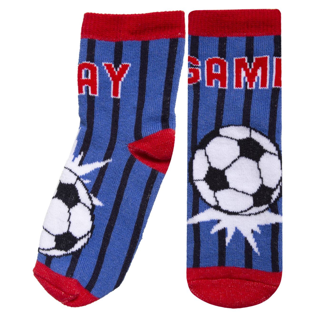 Chaussettes Antidérapantes Enfant Foot 1/4 Ans Bleu