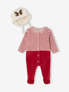 Pyjama noël et bonnet bébé en velours ENVIE DE FRAISE personnalisable   - vertbaudet enfant