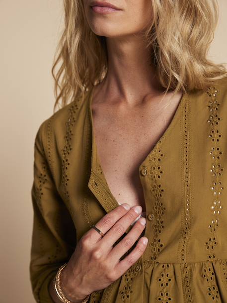 Blouse grossesse et allaitement en broderie anglaise noir+olive 13 - vertbaudet enfant 