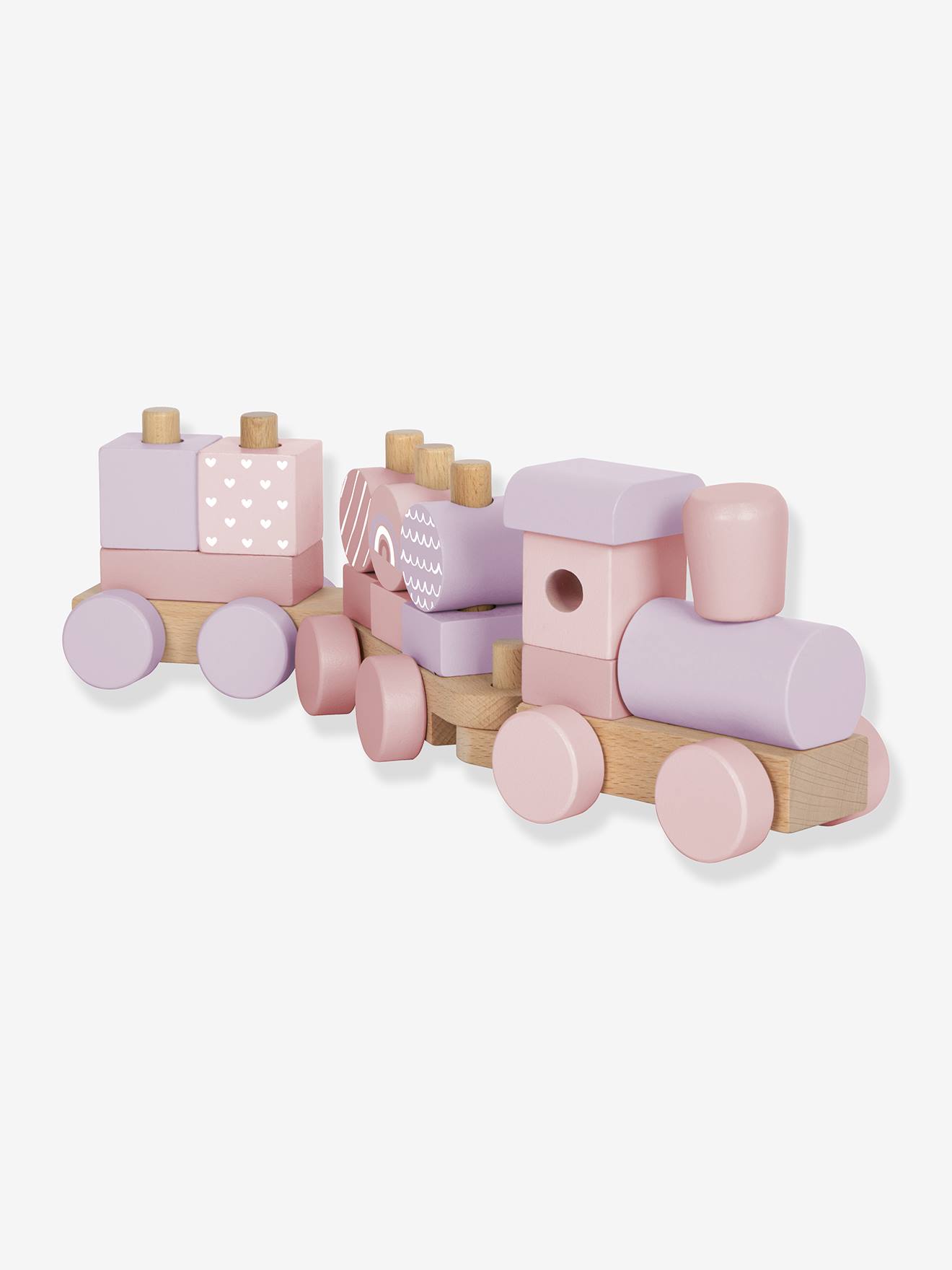 Train en bois rose pour bébé small foot rose