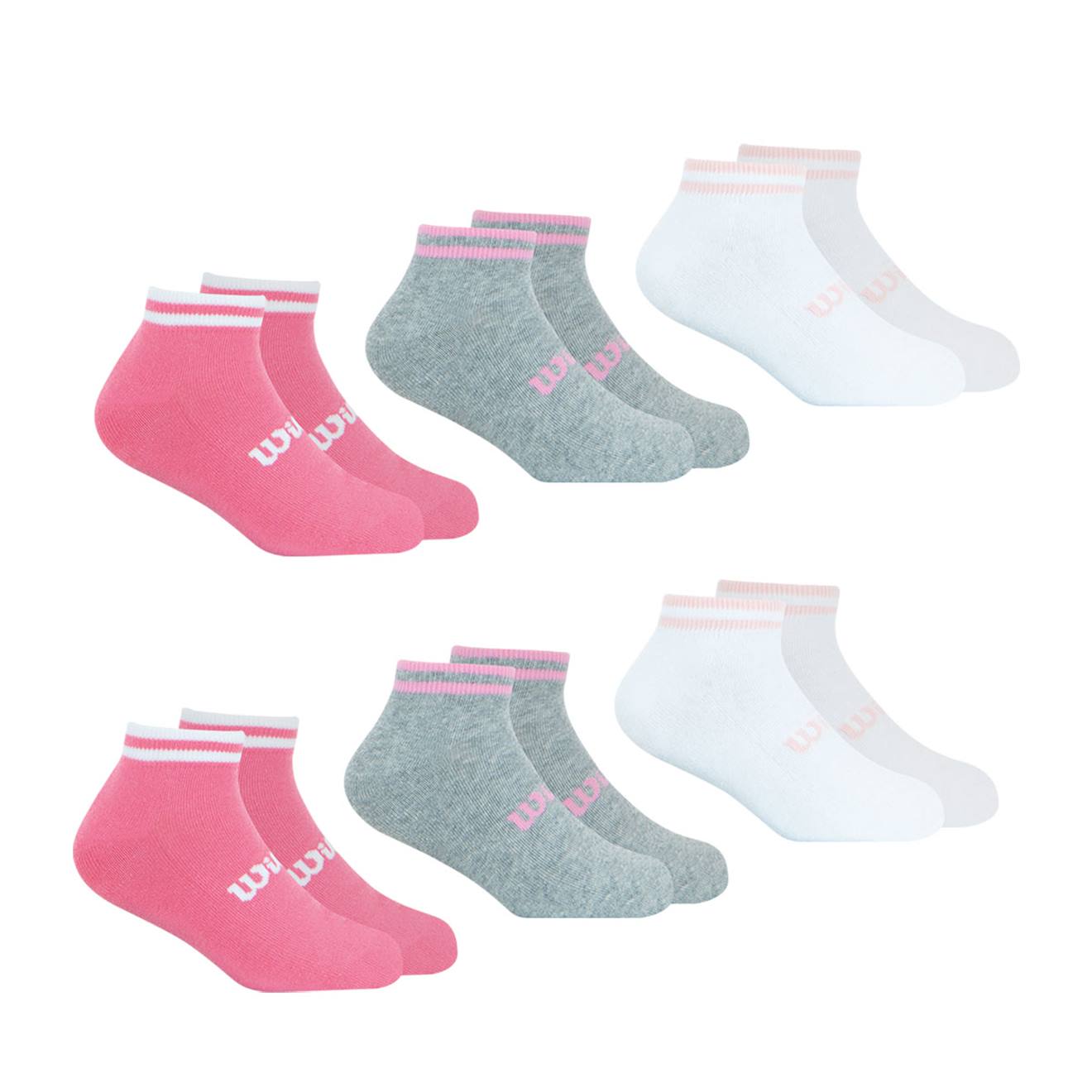 Lot De 6 Paires De Chaussettes Basses Fille Essentiel Rose-gris-blanc