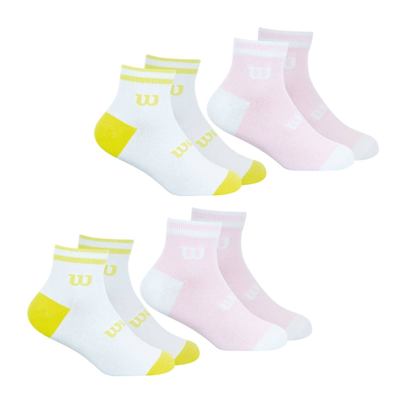 Lot de 4 paires de chaussettes basses fille essentiel wilson blanc-rose