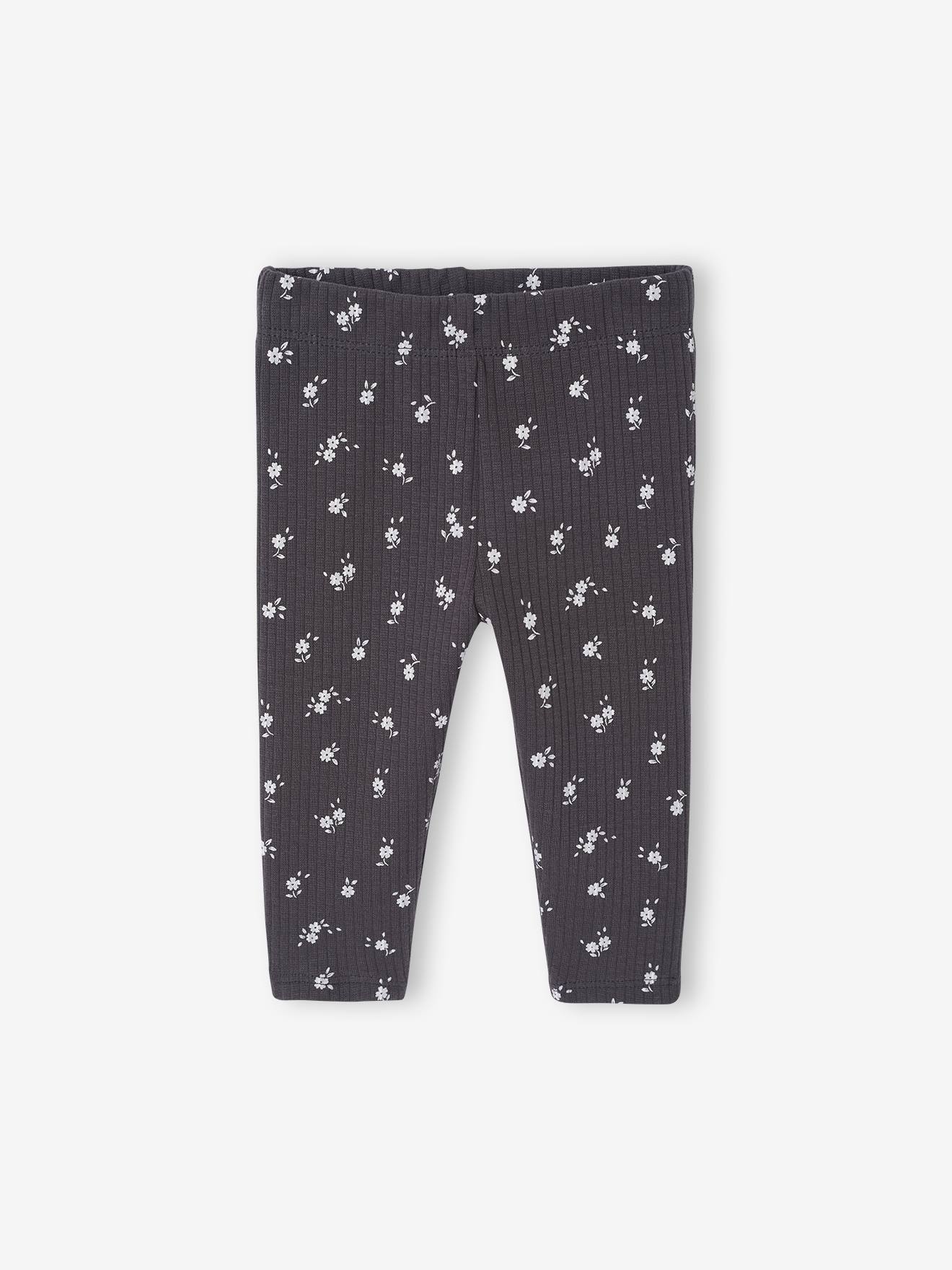 Legging bébé léopard en maille côtelée anthracite