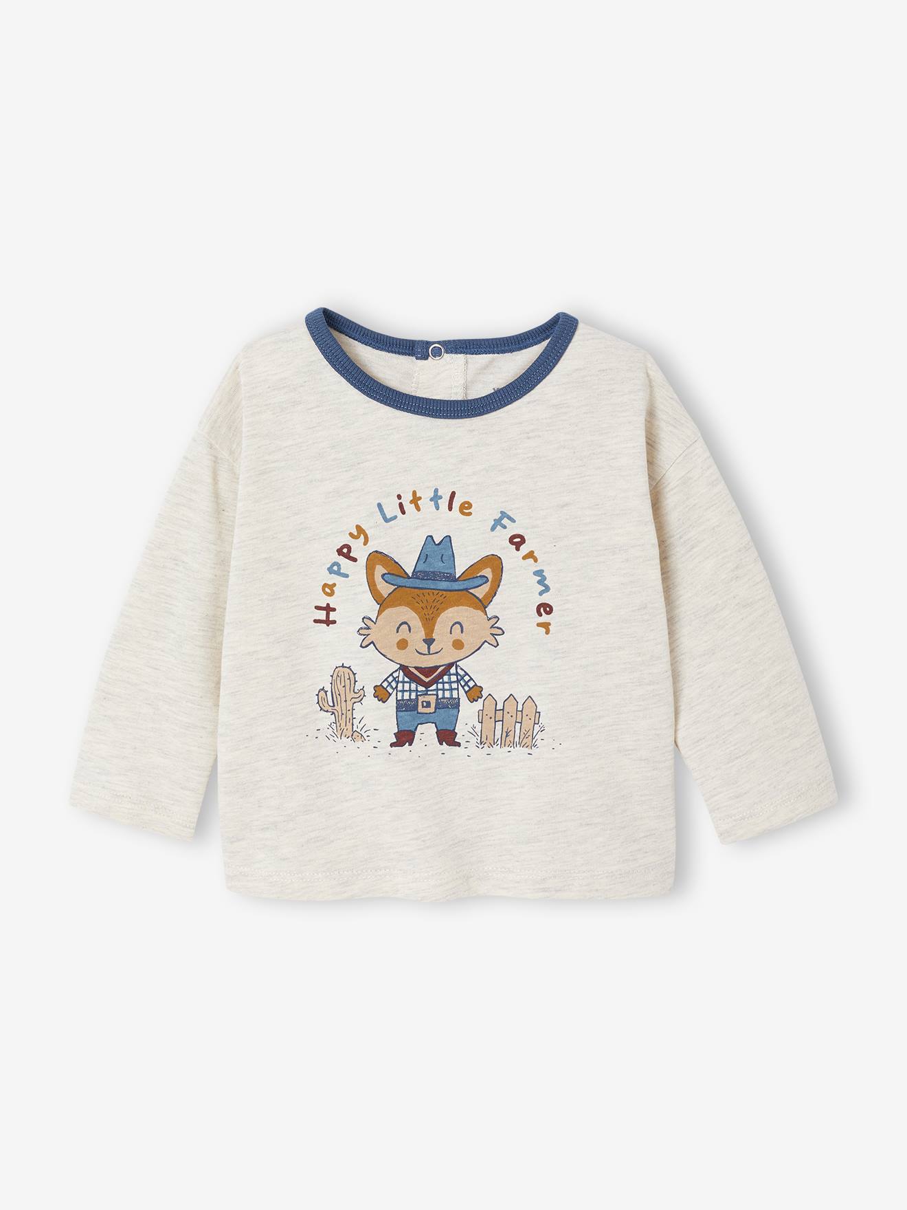 T-Shirt bébé manches longues beige chiné