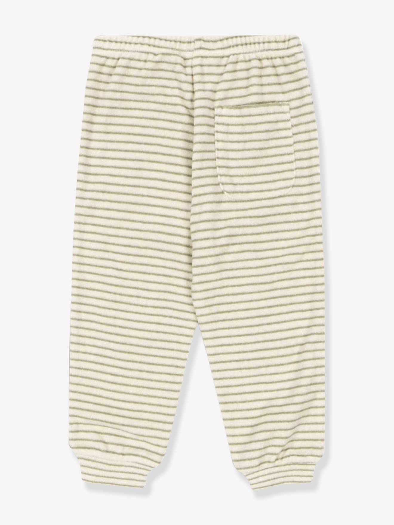 Pantalon rayé ample en éponge beige Pantalon rayé ample en éponge beige