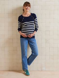 Vêtements de grossesse-Allaitement-Pull marinière grossesse et allaitement ouvertures raglan