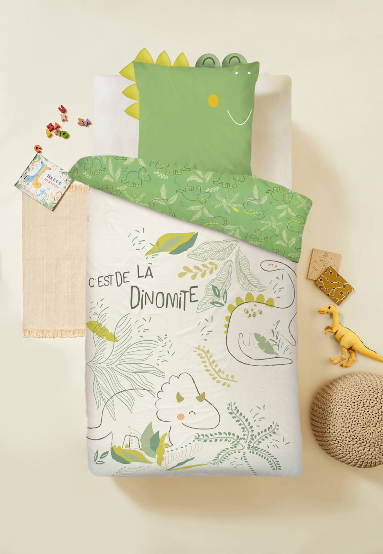 Housse De Couette Enfant + Taie D'oreiller Marius Vert
