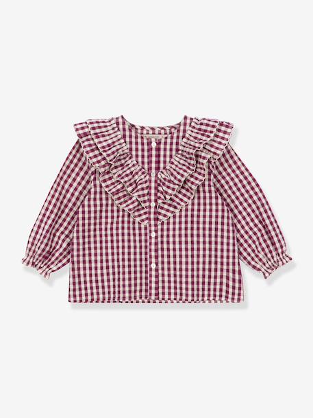 Fille-Chemise, blouse, tunique-Blouse à volants fille motifs carreaux