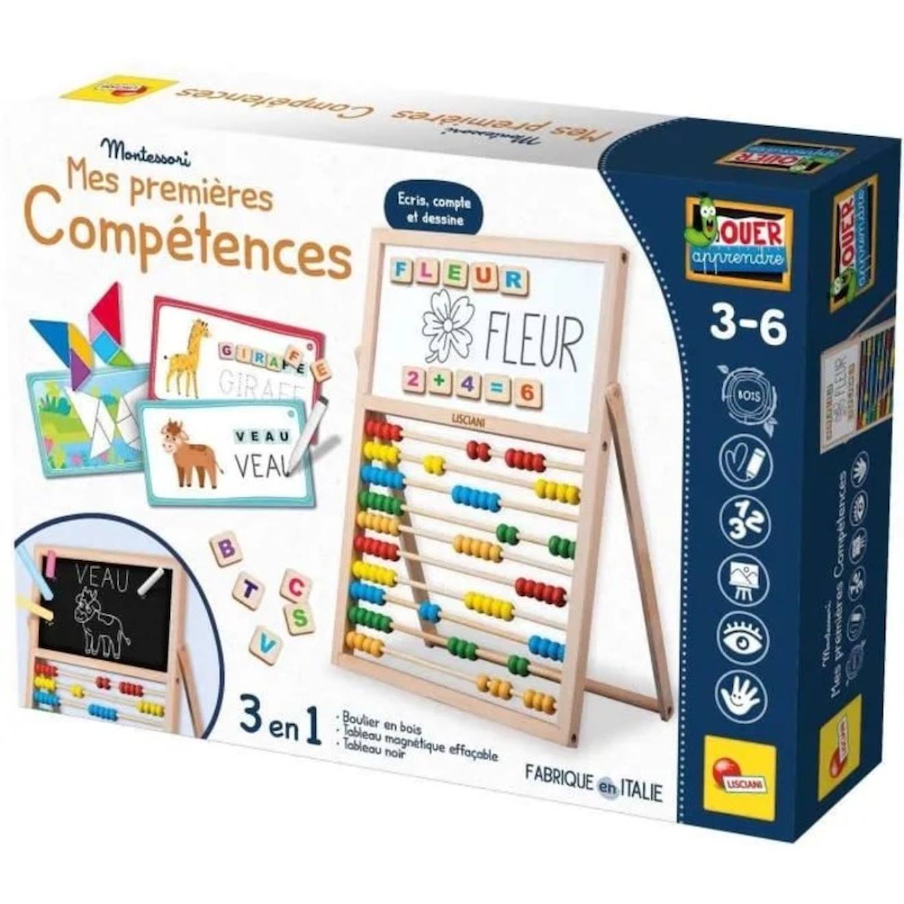 Mes Premières Compétences Chevalet, Jeu Montessori, Tableau Double Face, Lettres Et Chiffres Magnétiques Multicolore