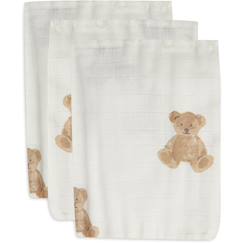 Gants de toilette teddy bear en gaze de coton (3 pcs)  - vertbaudet enfant