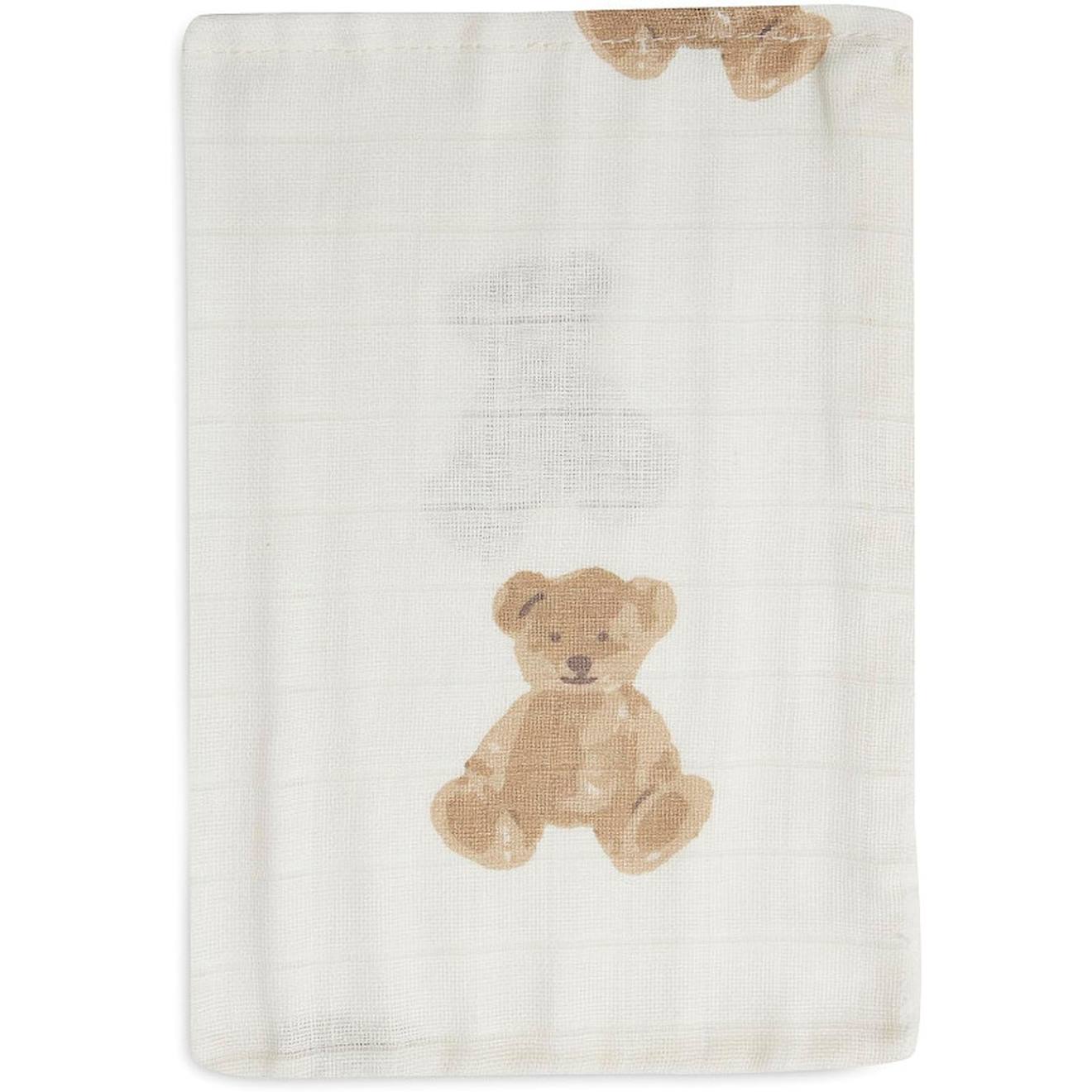 Gants De Toilette Teddy Bear En Gaze De Coton (3 Pcs) Teddy Bear (Jollein) - Image 2