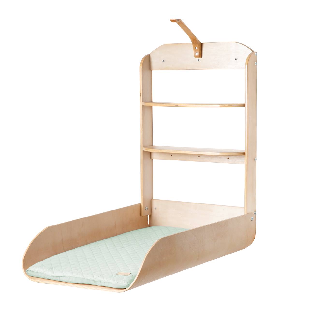 Table À Langer Murale Pliante + Matelas À Langer Déperlant Naturel - Vert Givré