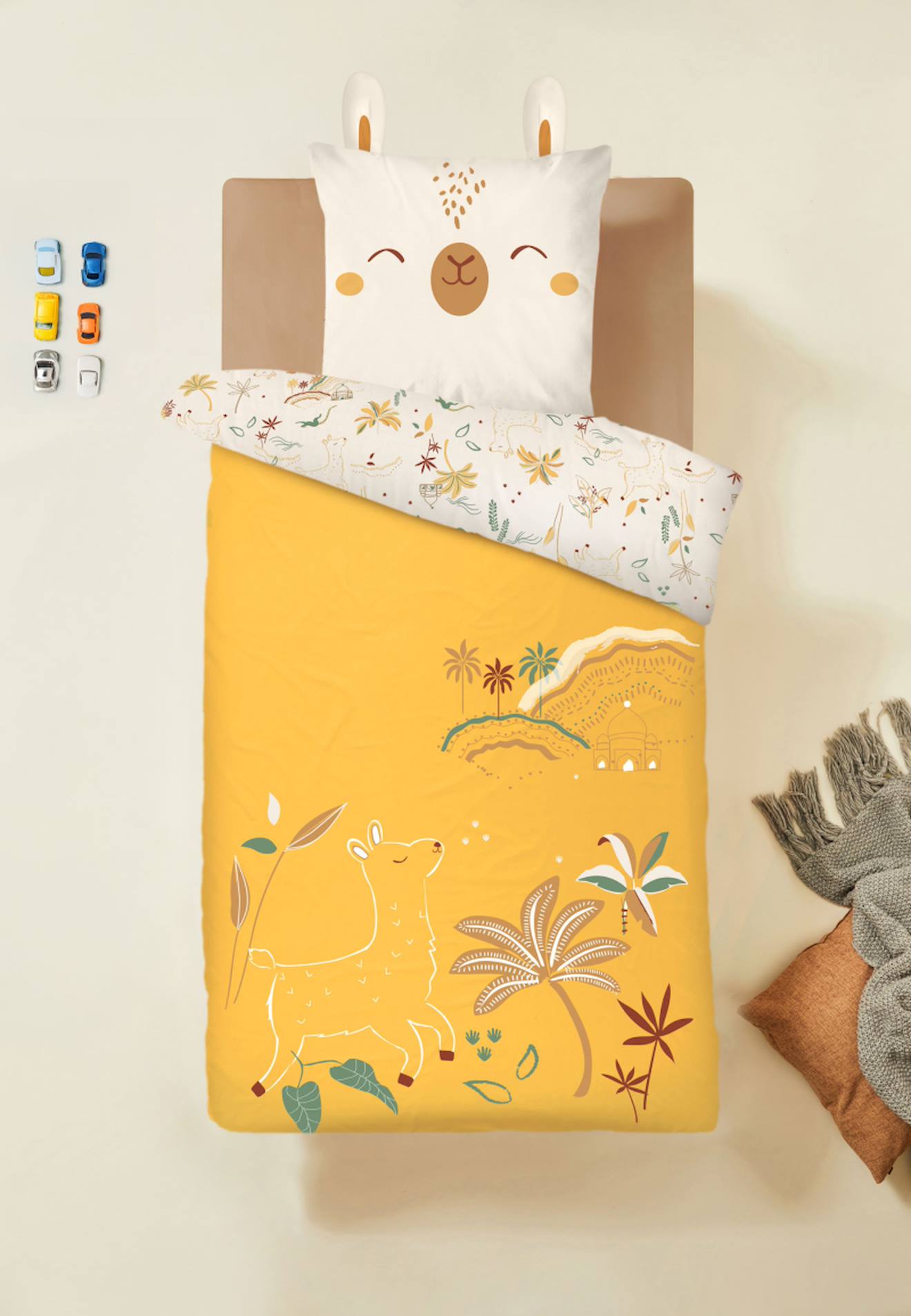 Housse De Couette Enfant + Taie D'oreiller Gabin Jaune
