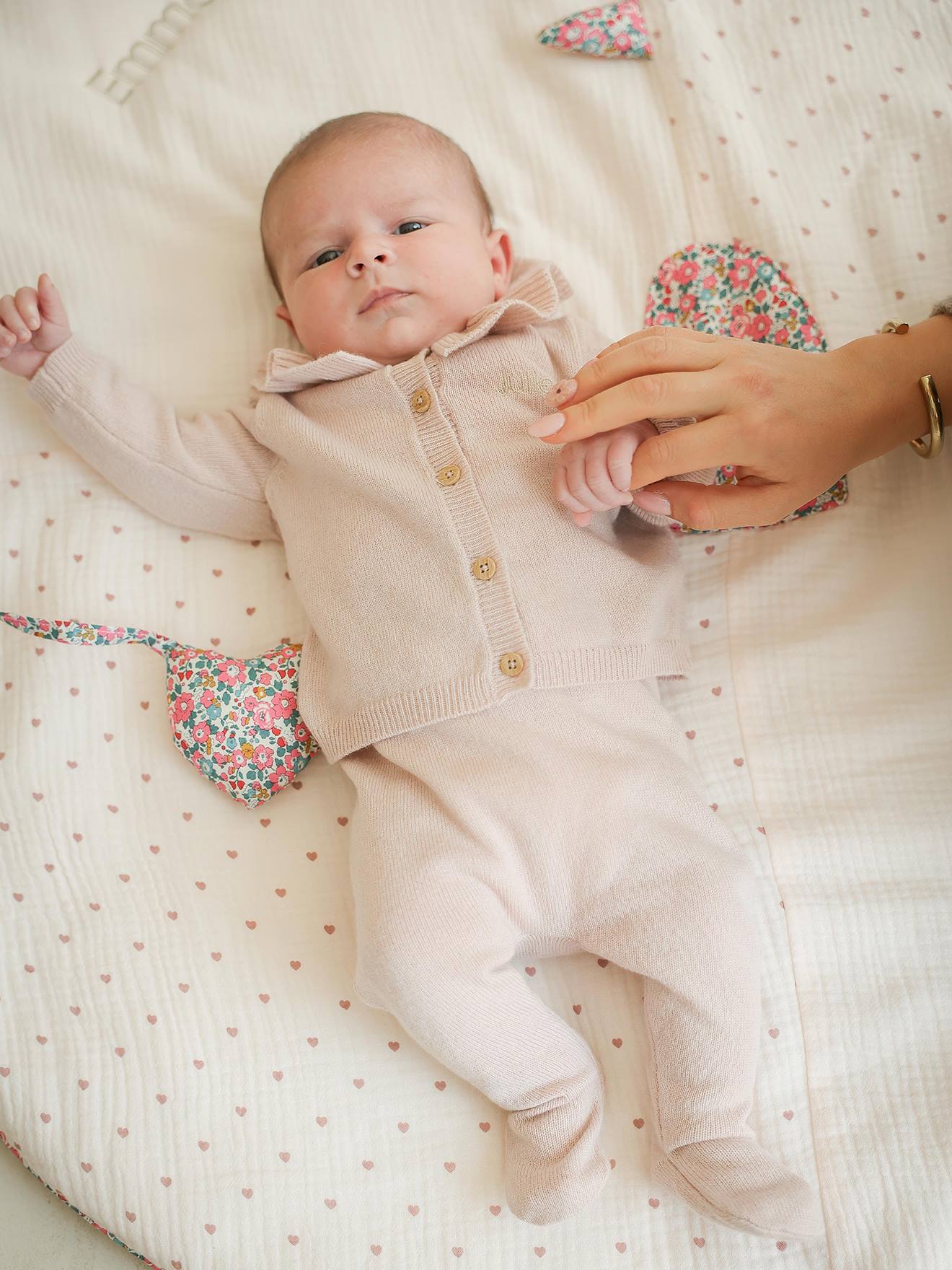 Ensemble naissance laine et cachemire personnalisable blush (Envie De Fraise) - Image 2